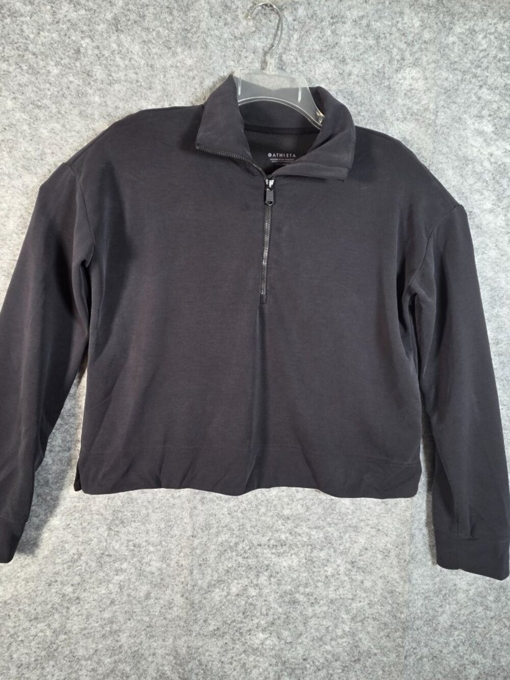 Athleta Women's Cropped Quarter Zip Pullover S Gray Athleisure Casual